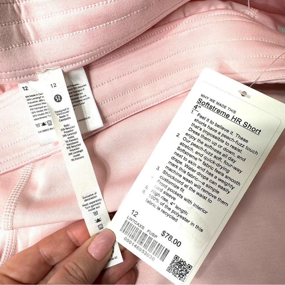 Lululemon Softstreme High Rise Short Flush Pink Casual Athletic Shorts 12 NWT - Picture 10 of 10